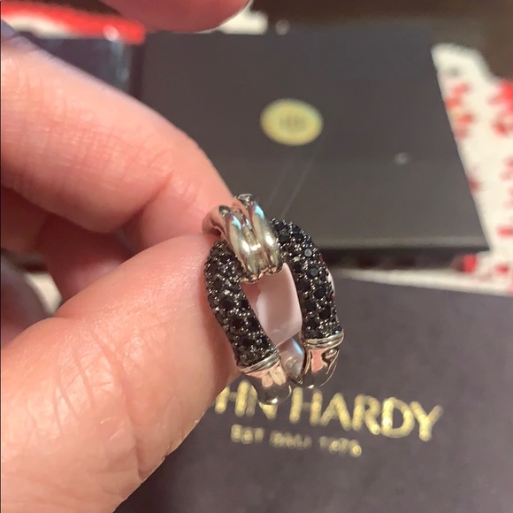 John Hardy Silver Black Sapphire Bamboo Ring 6/7